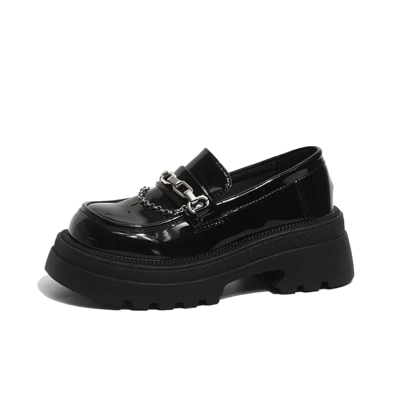 Medd Trendy Loafers Height Approx. 6cm Women's Classic Black & White Color Scheme-6