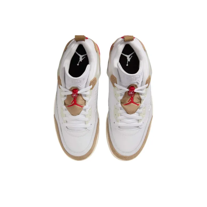 Jordan Spizike Anti Slip Wear Resistant Low Top Vintage Basketball Shoes Men's White Brown-3