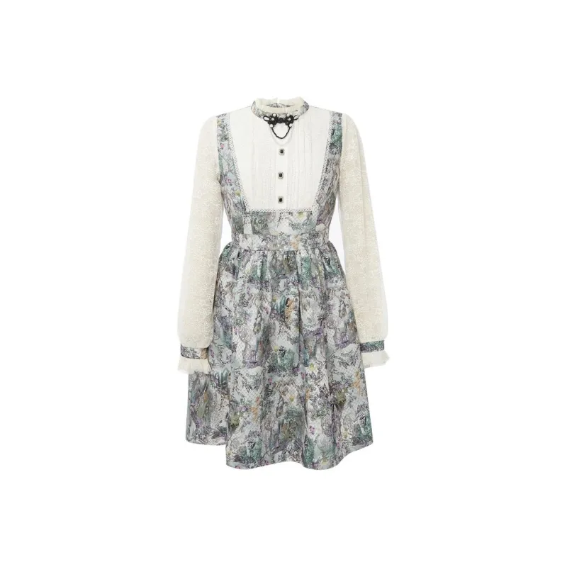 LULUALWAYS Long-Sleeved Dresses Women's Green-0