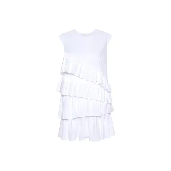 MSGM Ruffle Detailed Crewneck Sleeveless Dress