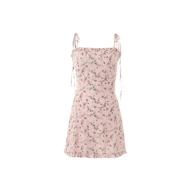 NOT YOUR ROSE SS24 Frill Mini Dress Slip Dress Women's Pink/Pink-0