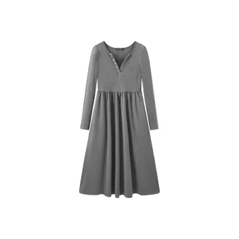PEACEBIRD Long Sleeved Dress Women's Gray