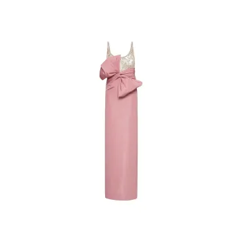 Oscar De La Renta Oversize-bow Crystal-embellished Faille Gown
