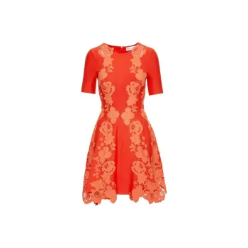 OSCAR DE LA RENTA Botanical Guipure-lace Minidress
