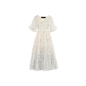 Udon House Short Sleeved Dress Women's Multicolor