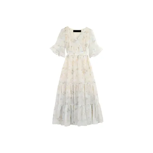 Udon House Short Sleeved Dress Women's Multicolor