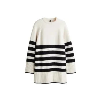 H&M Long Sleeved Dress Women's Cream/Stripes