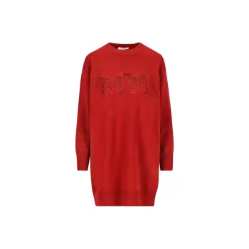 MaxMara Embellished Crewneck Long Sleeved Dress