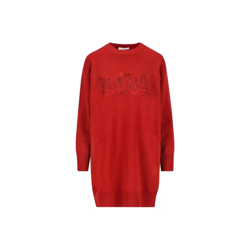 MaxMara Embellished Crewneck Long Sleeved Dress-0