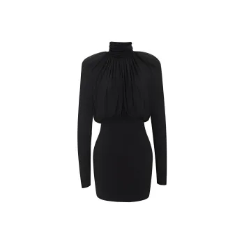 SAINT LAURENT SS23 Long Sleeved Dresses Regular Fit Women's Black