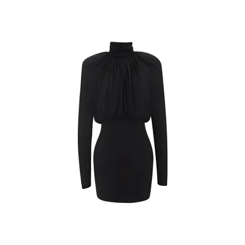 SAINT LAURENT SS23 Long Sleeved Dresses Regular Fit Women's Black