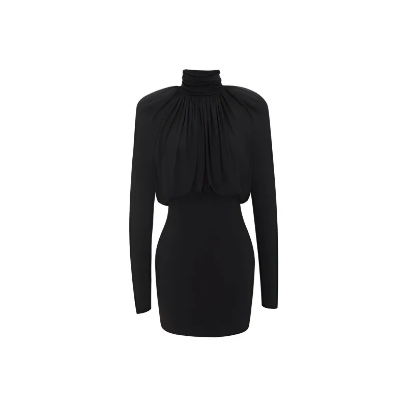 SAINT LAURENT SS23 Long Sleeved Dresses Regular Fit Women's Black-0