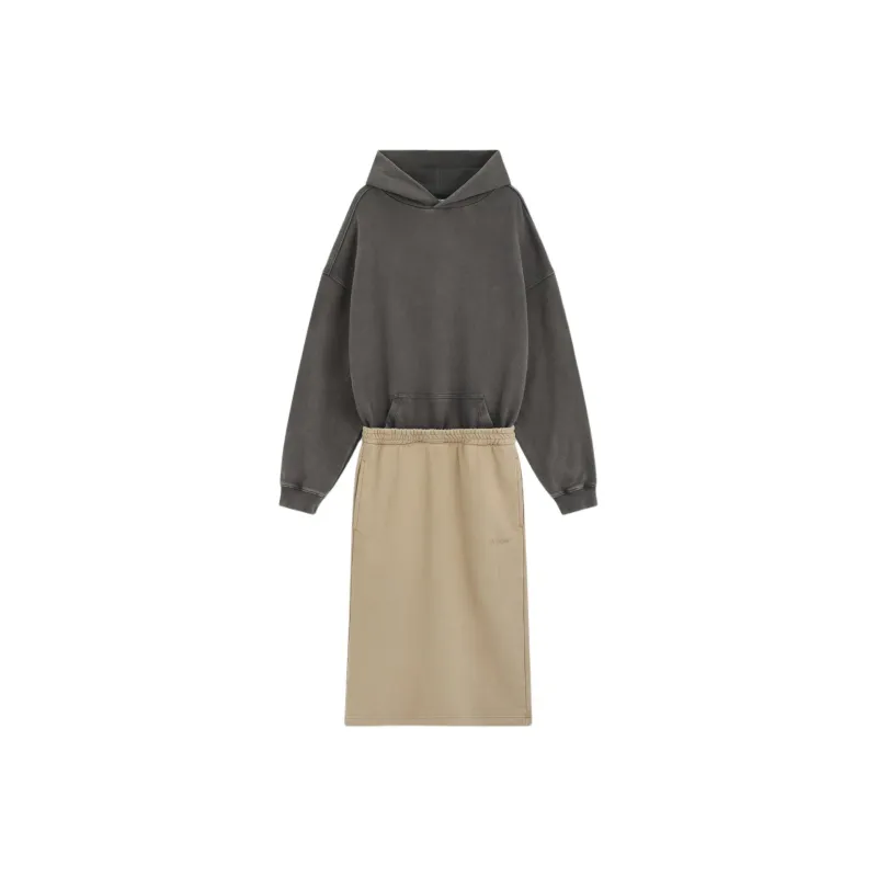 WE11DONE FW24 Long Sleeved Dress Women's Charcoal Gray-0