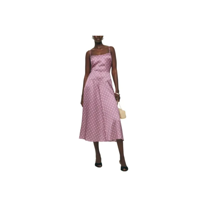 REFORMATION Mattea Silk Dress Slip Dresses Women's Light Purple-0