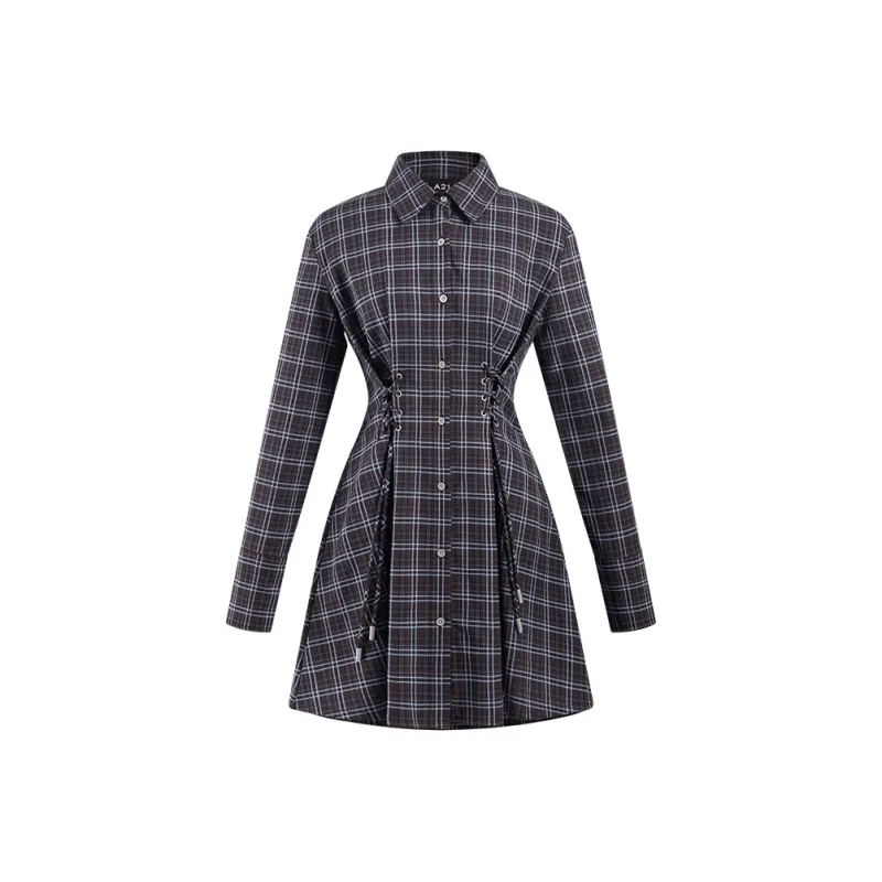 A21 Long-Sleeved Dresses Women's Brown Blue-0