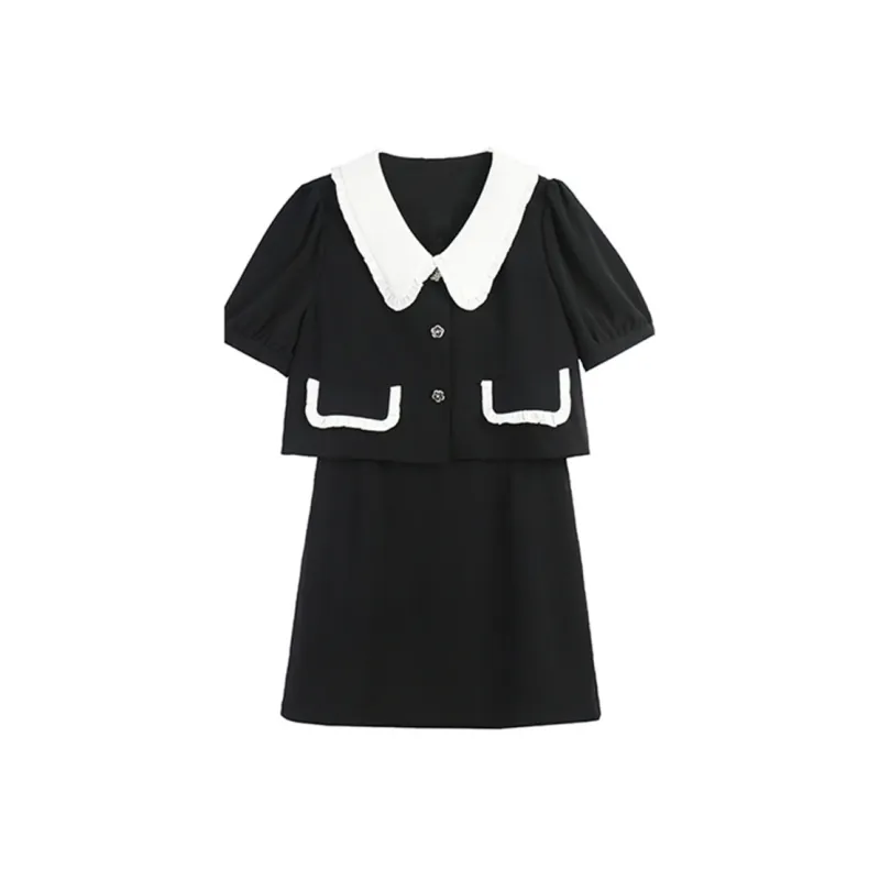 AFGGD Short Sleeved Dress Women's Black-0