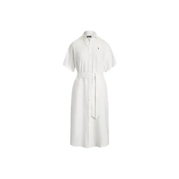 Polo Ralph Lauren Logo Embroidered Oxford Midi Shirt Dress