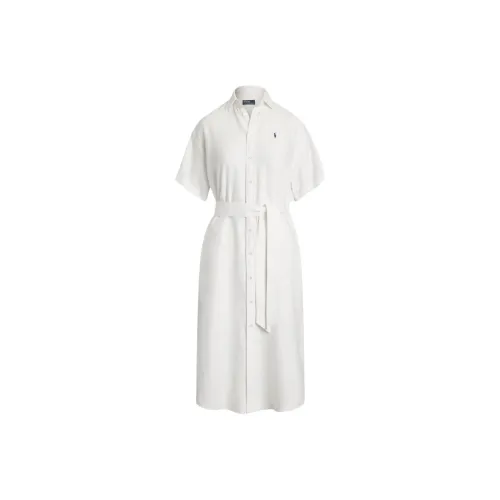 Polo Ralph Lauren Logo Embroidered Oxford Midi Shirt Dress