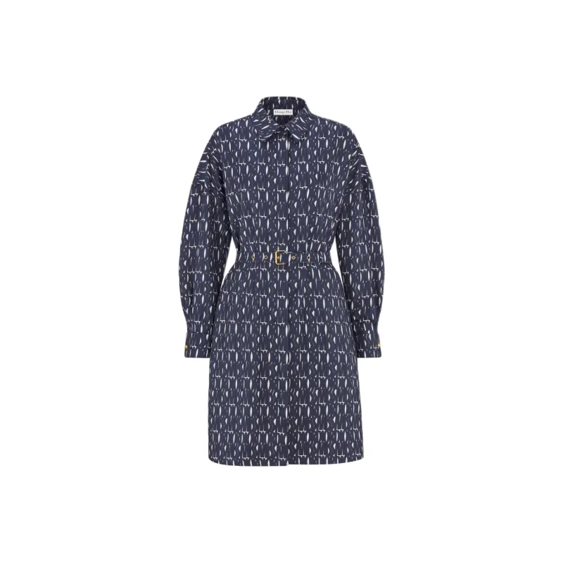 DIOR Long Sleeved Dress Women's Blue-0