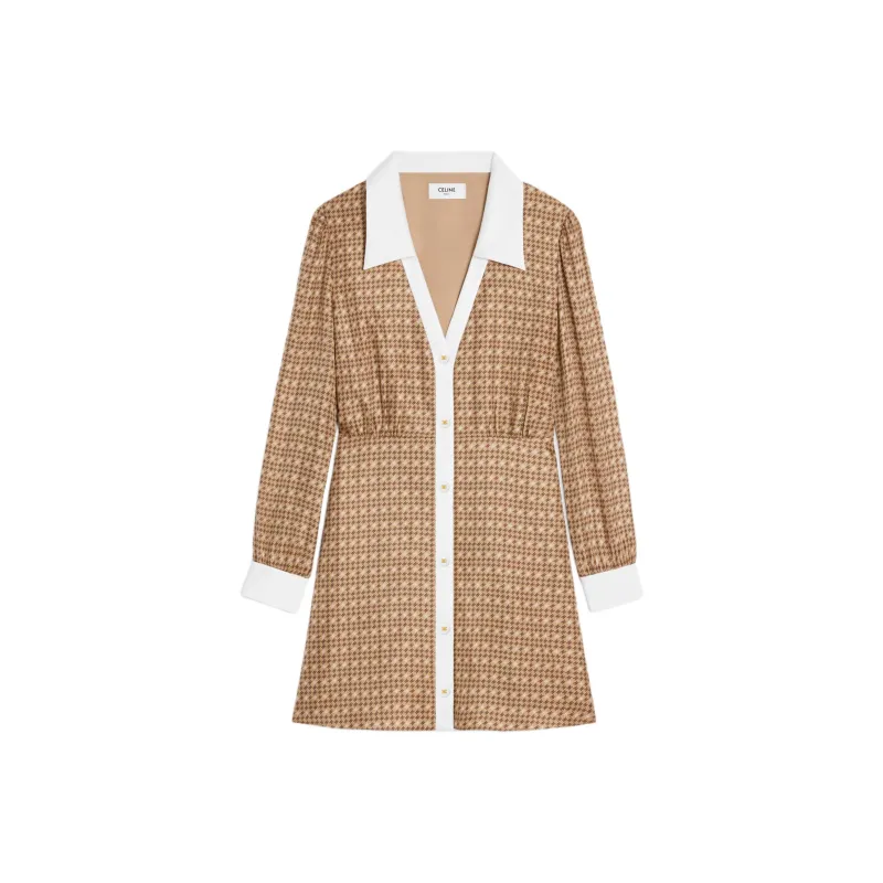 CELINE Mini Shirt Dress In Silk Twill-0