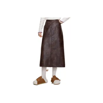 ELF SACK Patchy Polished PU Leather Skirt Women's
