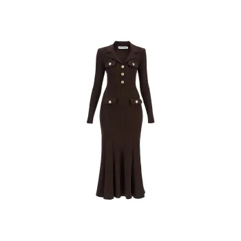 Self portrait Ribbed Knit Midi Dress