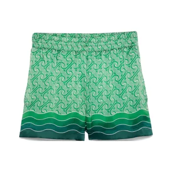 CASABLANCA Column Monogram Satin Shorts