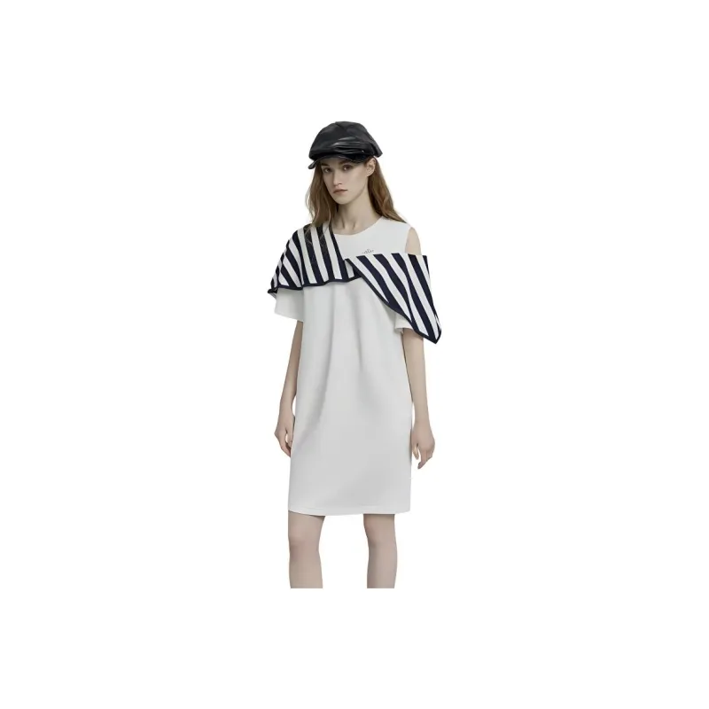ELLE Short Sleeved Dress Women's White-0