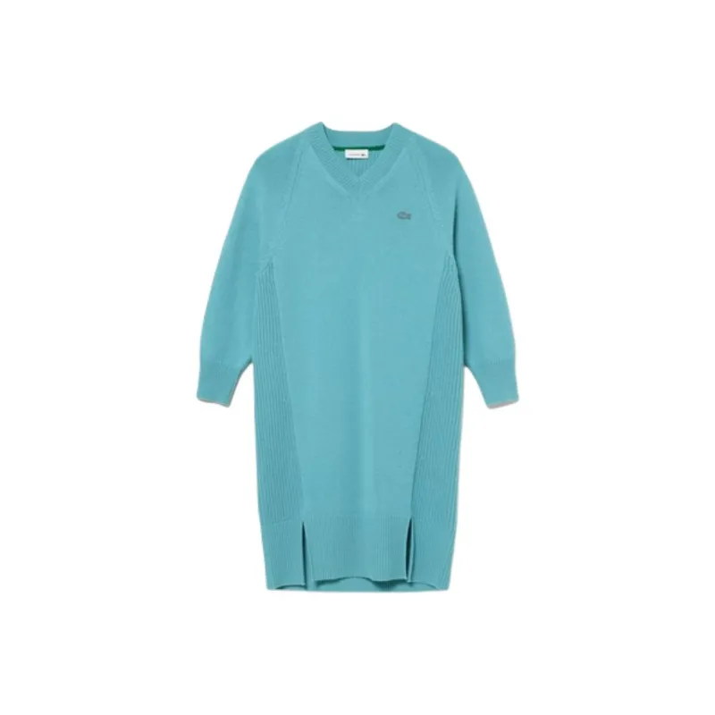 LACOSTE Long Sleeved Dress Women's Blue-0