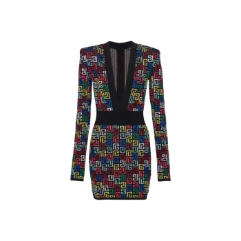 BALMAIN Patterned Long Sleeve Dress