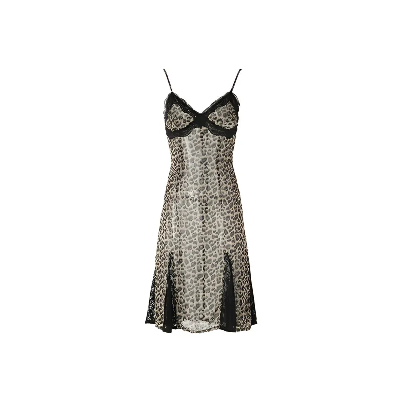 JYOSEI Slip Dresses Women's Leopard Print-0