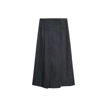 Massimo Dutti Denim Long Skirt Women's Pitch Black Gray