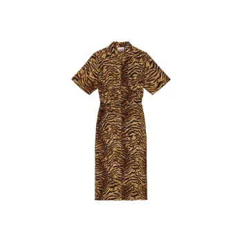 GANNI Tiger-print Organic Cotton Dress