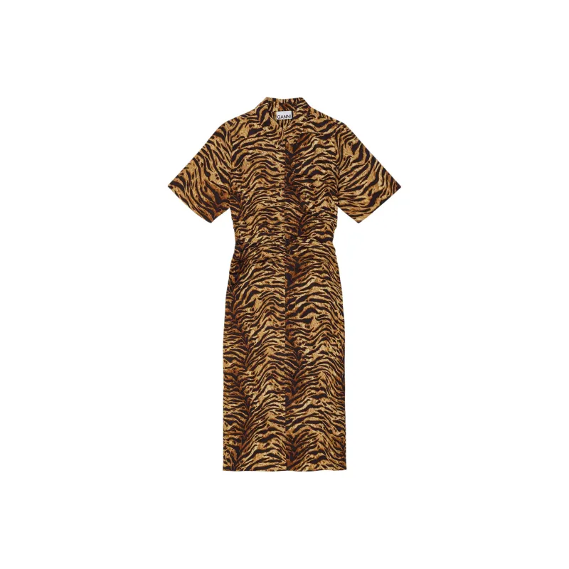 GANNI Tiger-print Organic Cotton Dress-0