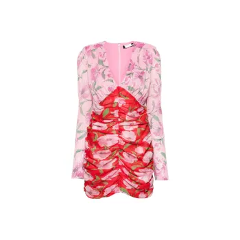 Rotate Sequin-Embellished Flower Printed Mini Dress