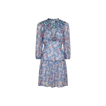 Rixo V-Neck Floral Printed Mini Dress