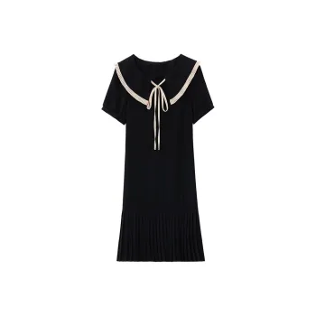 TIBINB Short Sleeved Dresses Women's Black