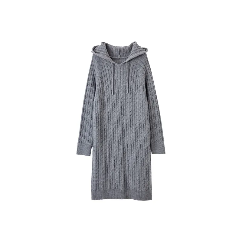 XIANGYING Long Sleeved Dresses Women's Gray-0