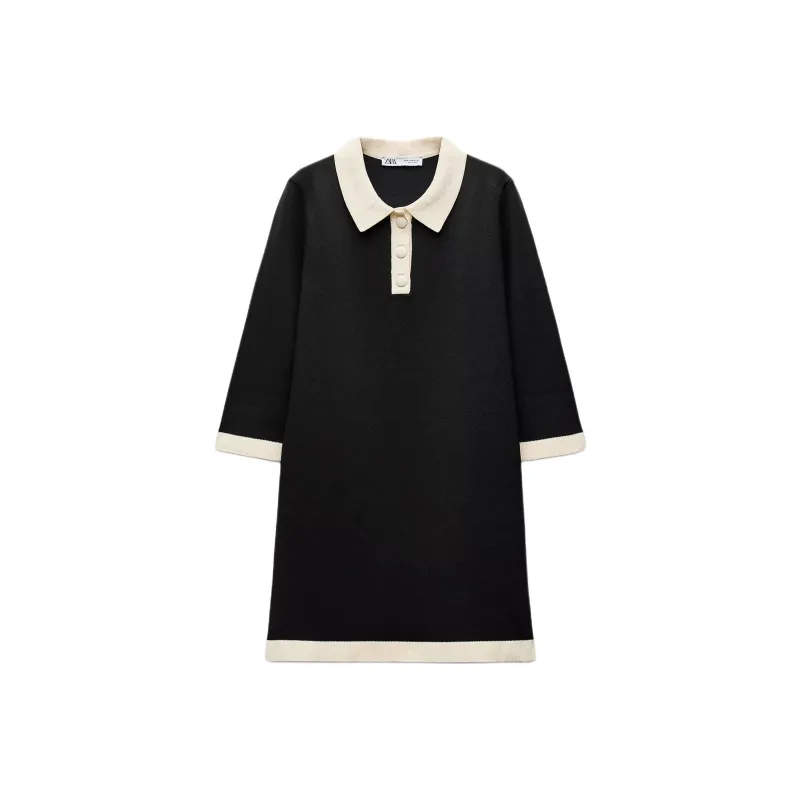 ZARA Long-Sleeved Dresses Women's Black-0