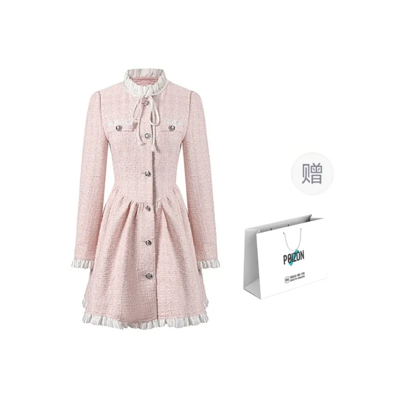 CPAURA Long Sleeved Dresses Women's Pink-3