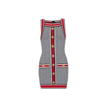 BALMAIN Monogram Sleeveless Knit Dress