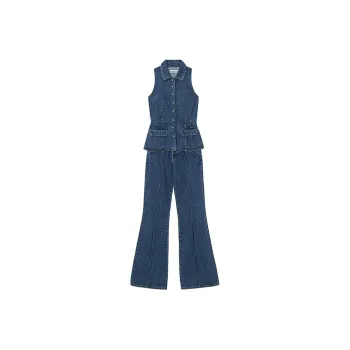 Self portrait Jumpsuit Women's Denim Blue