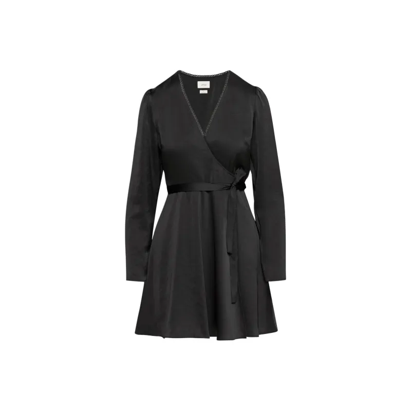 ARITZIA Wilfred Mademoiselle Satin Longsleeve Dress Long-Sleeved Dresses Women's BLACK/Black-0