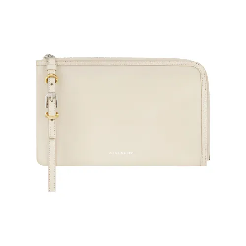 GIVENCHY Voyou Matte Cowhide Leather Wallets Clutches Women's Beige