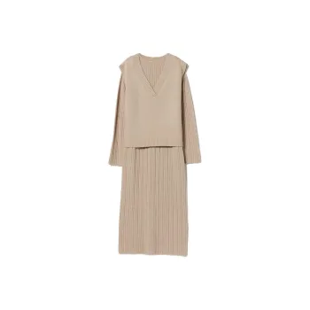 Beams Long-Sleeved Dresses Women's Beige