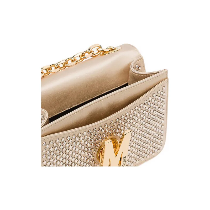 MOSCHINO Satin Crossbody Bag Shoulder Bag Women's Light Gold-3