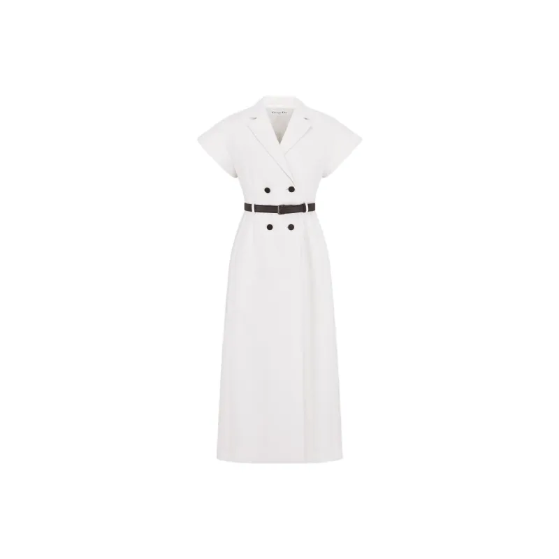 DIOR SS25 Spring Summer Ready to Wear Collection Short Sleeved Dress Women's White-0