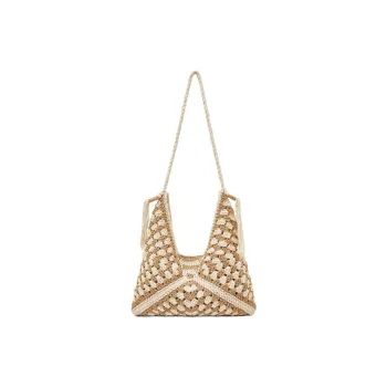 Old Man's Head Fabric Shoulder Bag Women's Beige/Black White
