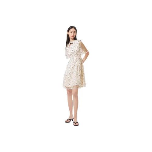 EICHITOO Short Sleeved Dresses Women's Ecru Pattern