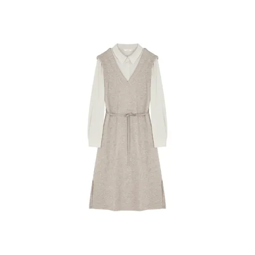 IHIMI Long Sleeved Dresses Women's Greige